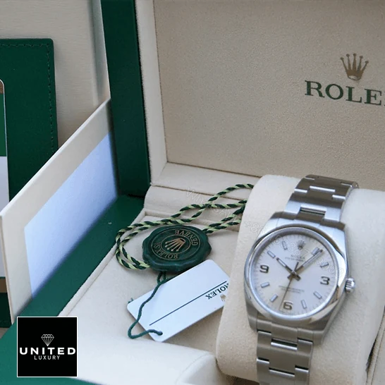 View 9 of Rolex Air King Stainless Steel White Dial 114200 Replica