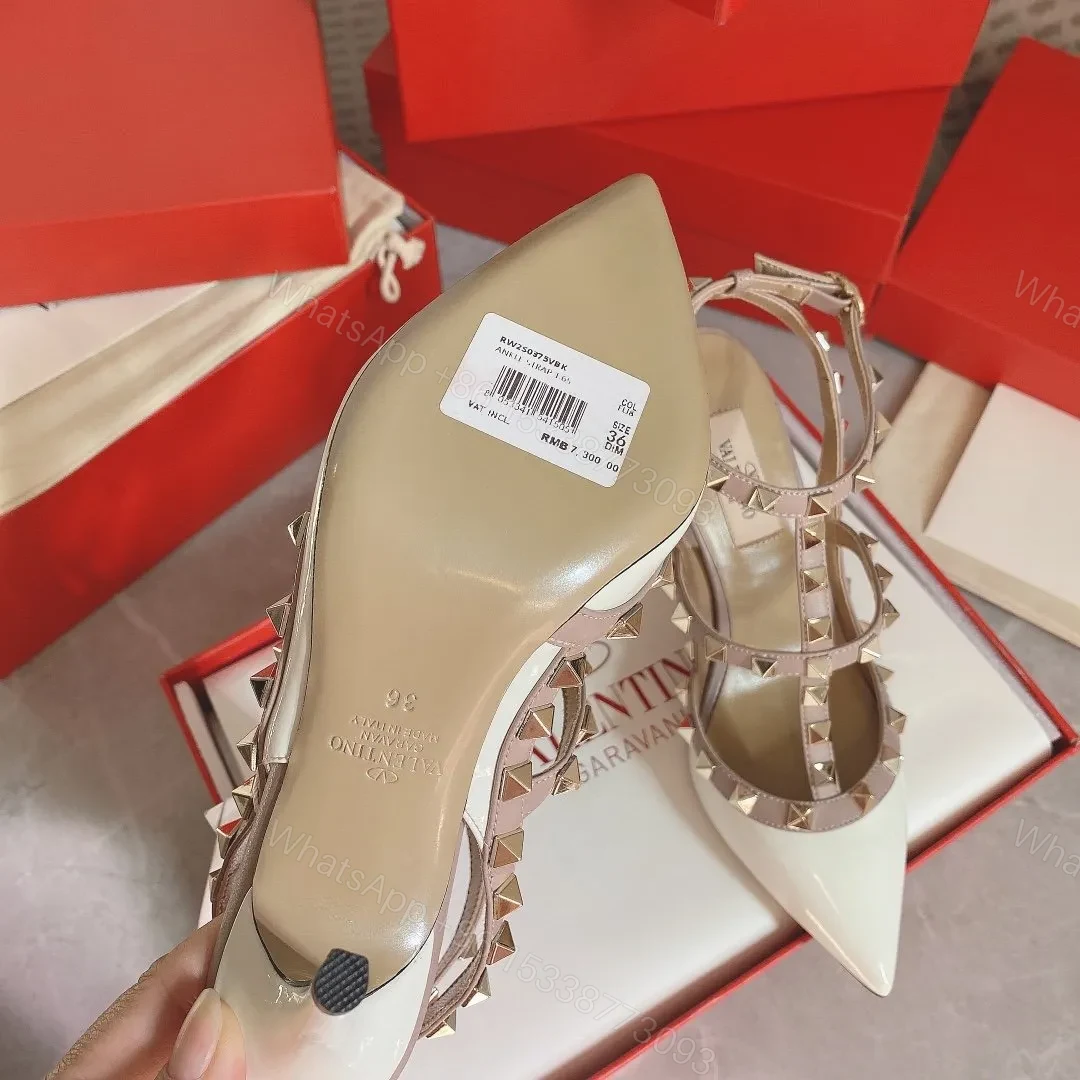 View 6 of Valentino Women White Patent Leather Rockstud Pumps