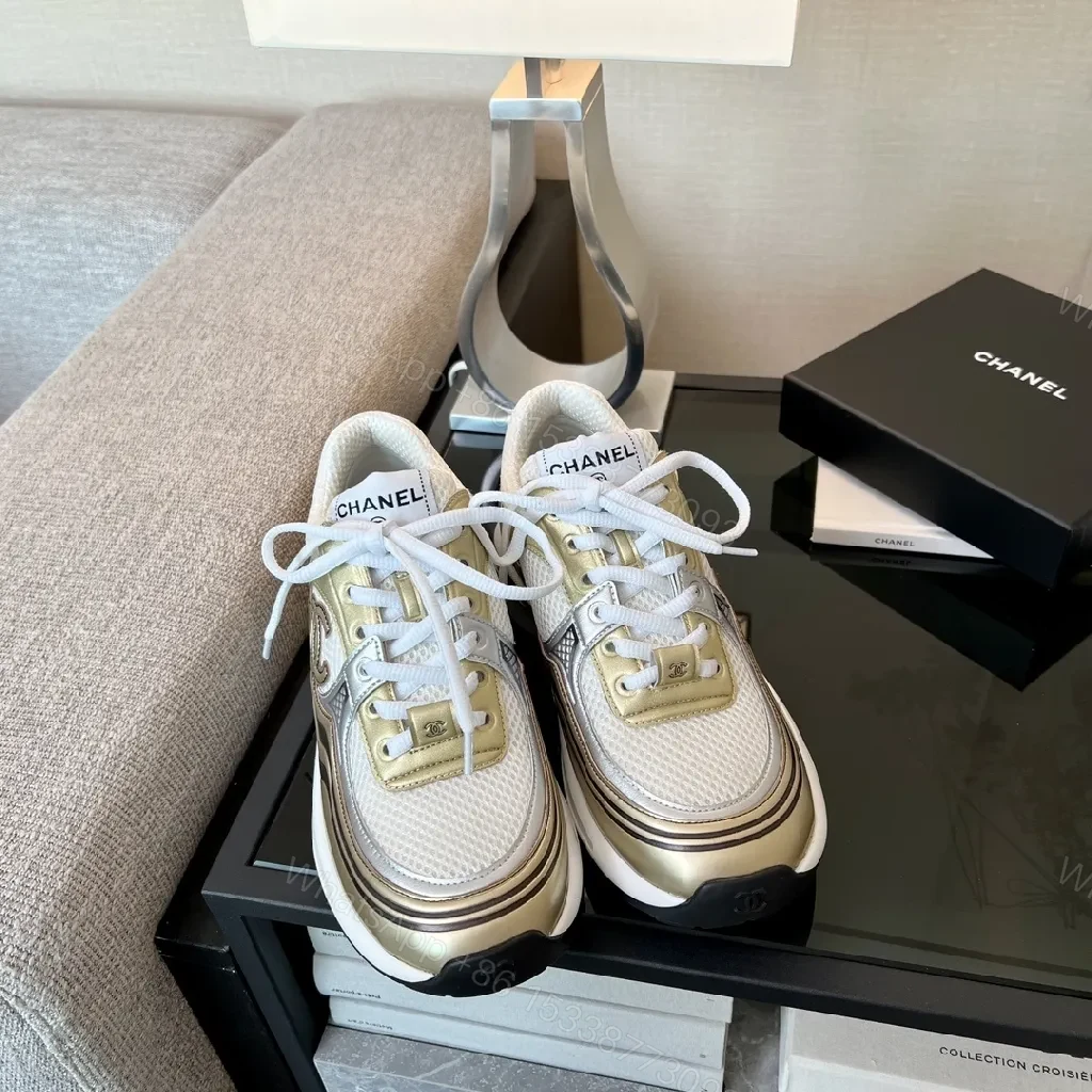 View 2 of Metallic Sneakers Sculpted Panels logo-Detail Fashion Sneaker