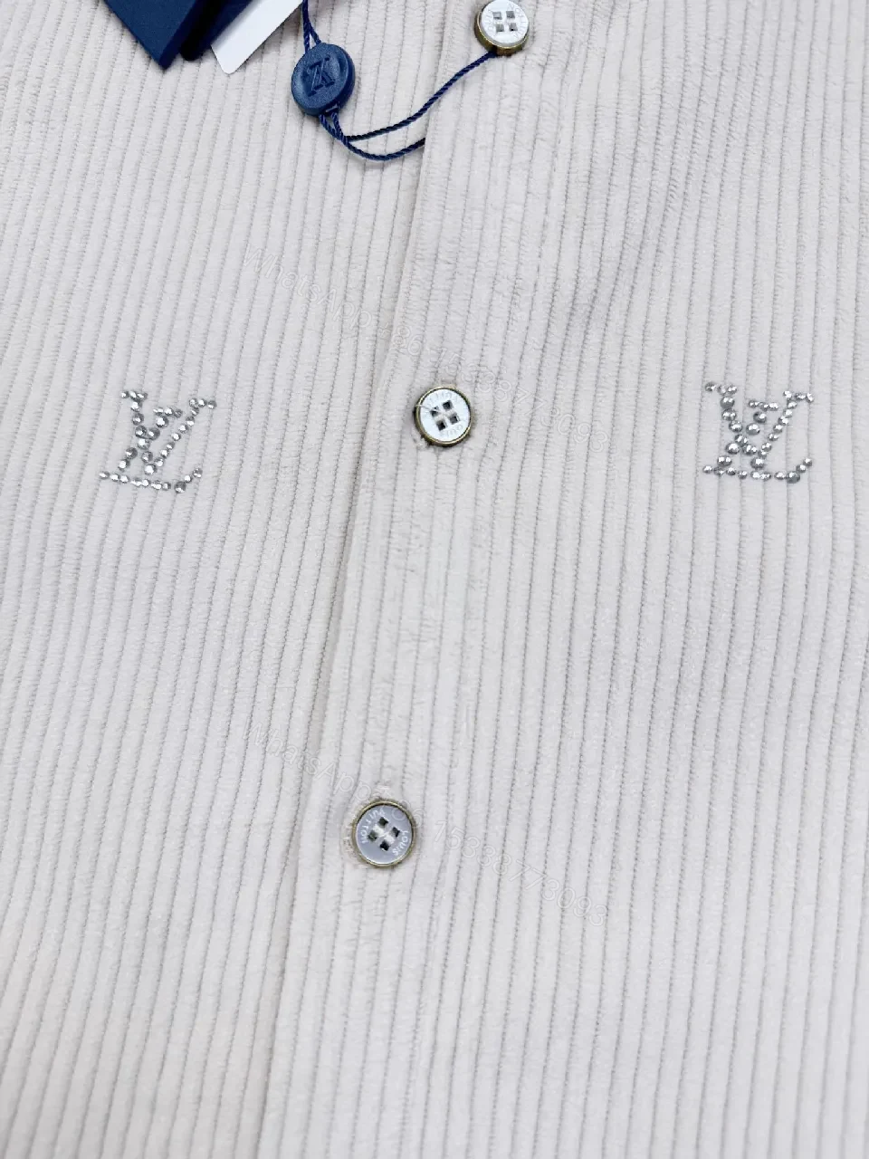 View 6 of Textured Corduroy Shirt — Subtle Monogram Luxury Shirt