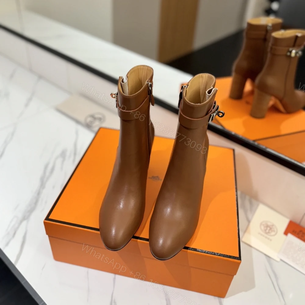 View 3 of 高仿Hermes*H202257ZA3小牛皮高踭短靴棕色8.5CM免檢版