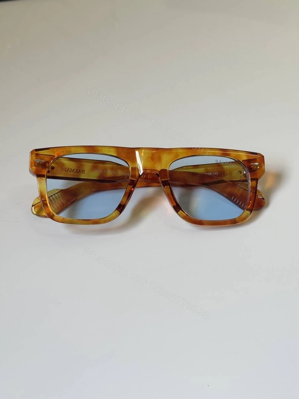 View 5 of First Copy Burberry Brown Square Sunglasses Blue Lens Unisex UV Protection
