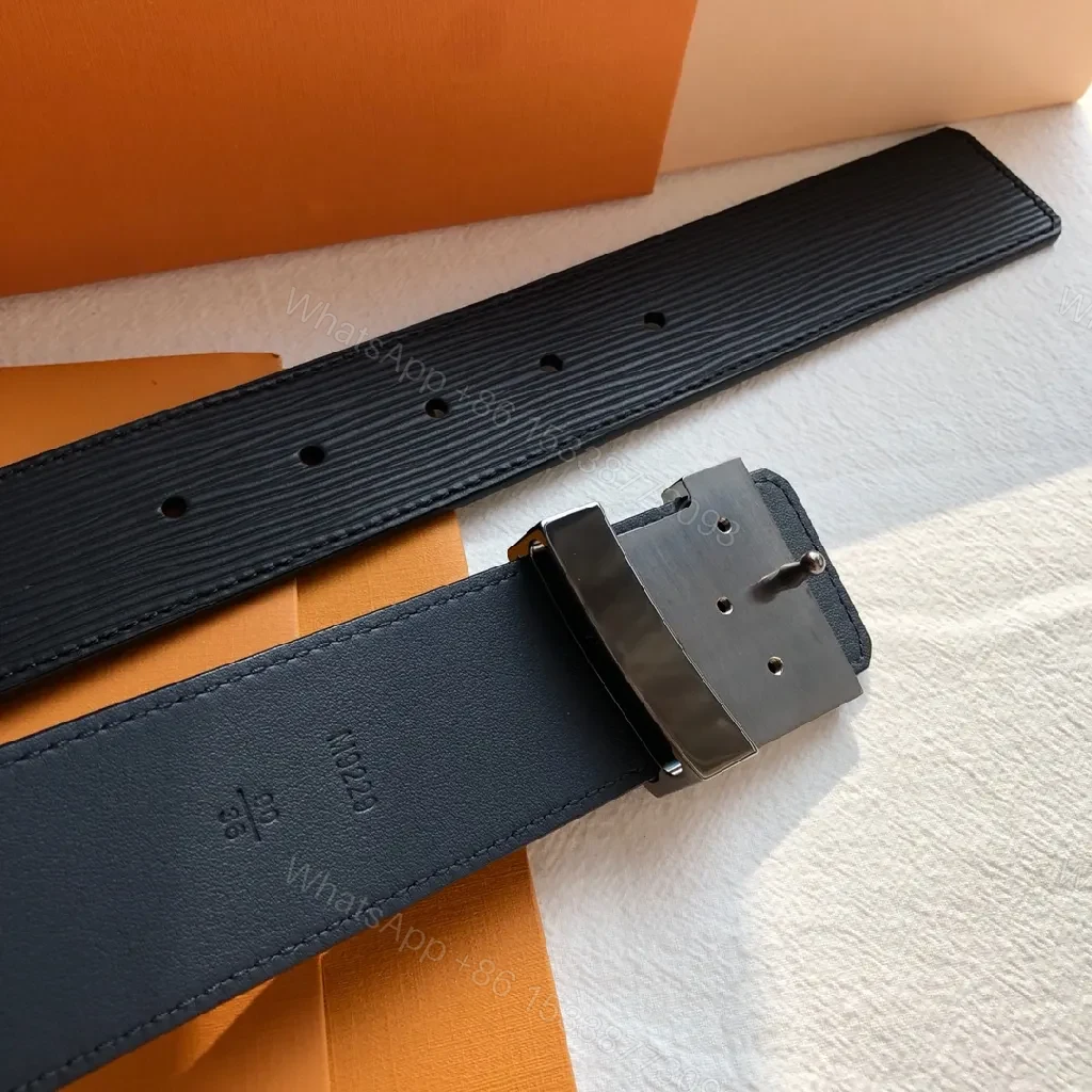 View 4 of Black Leather Wide Belt with Bold Signature Buckle