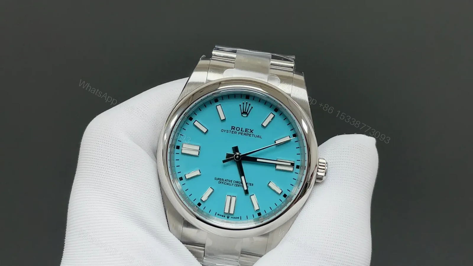 View 3 of Rolex Oyster Perpetual 41 124300 Turquoise Dial Watch 124300-006