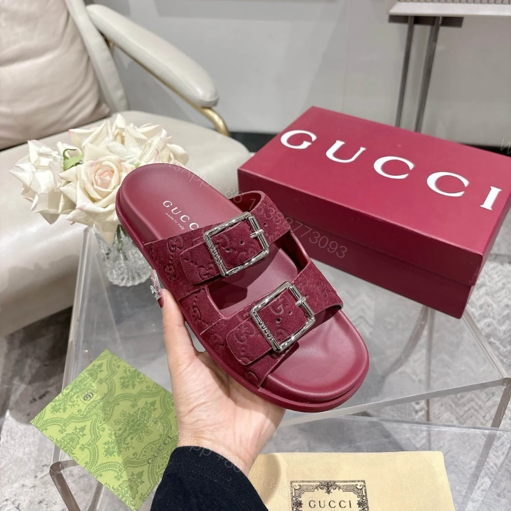 View 4 of GUCCI WOMEN’S SLIDE SANDAL BURGUNDY