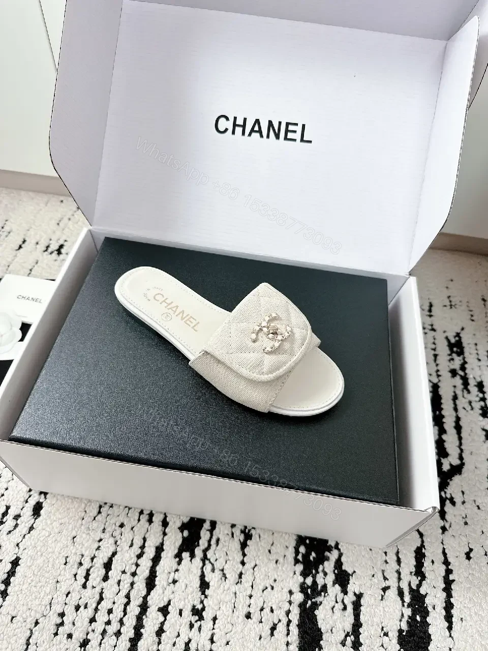 View 7 of White Satin Mules: Crystal Crest, Ultra-Luxe Comfort