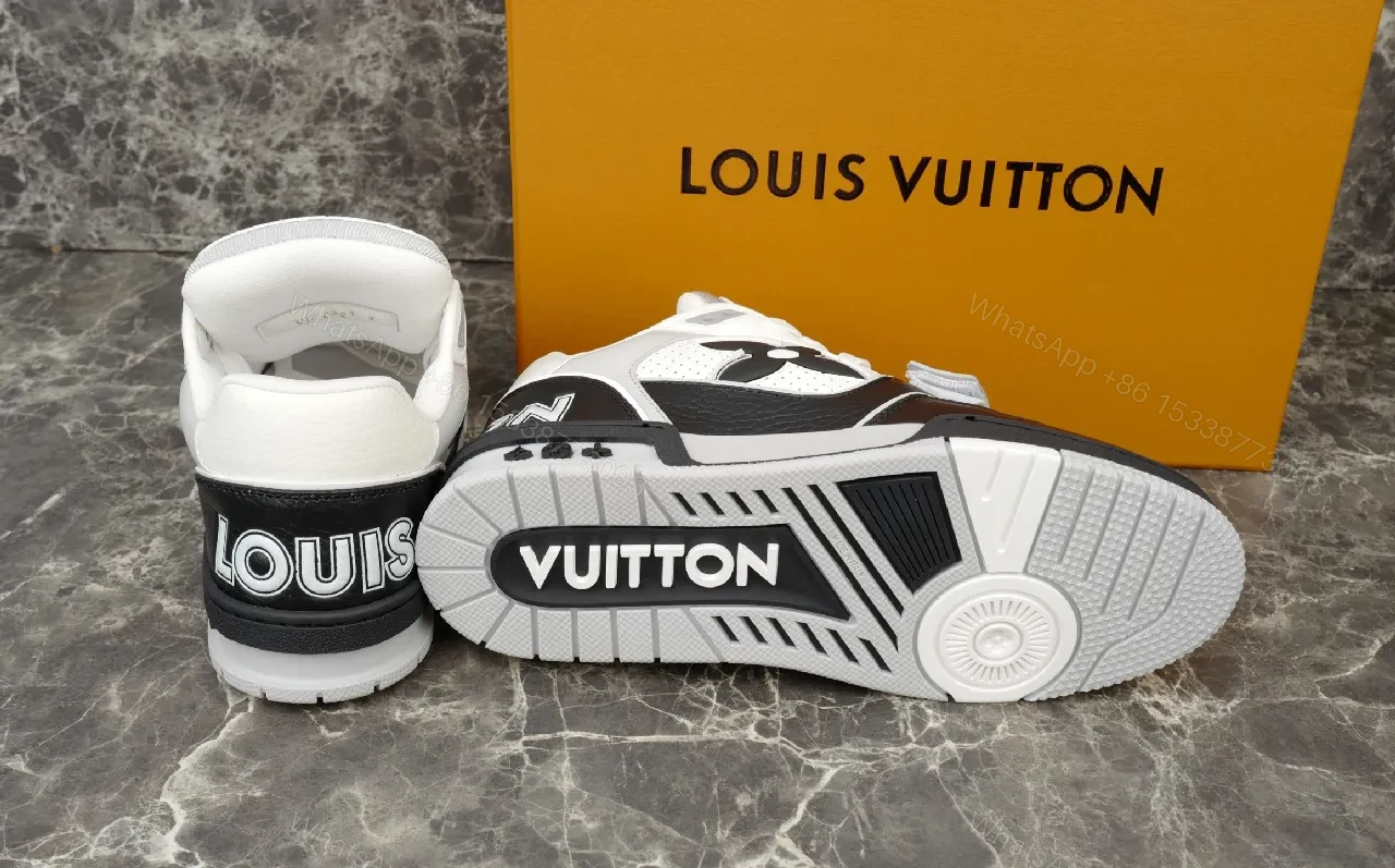 View 8 of Chunky White & Black Leather High-Tops — Luxury Comfort Sneakers