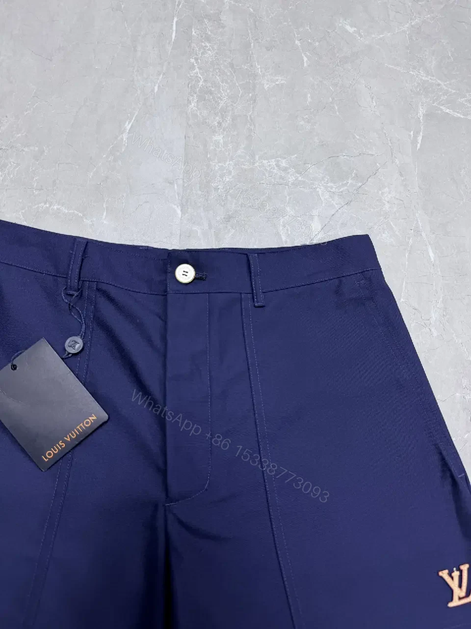 View 9 of Navy Cotton Shorts Casual Louis Vuitton-Style Key Feature Pocketed Short