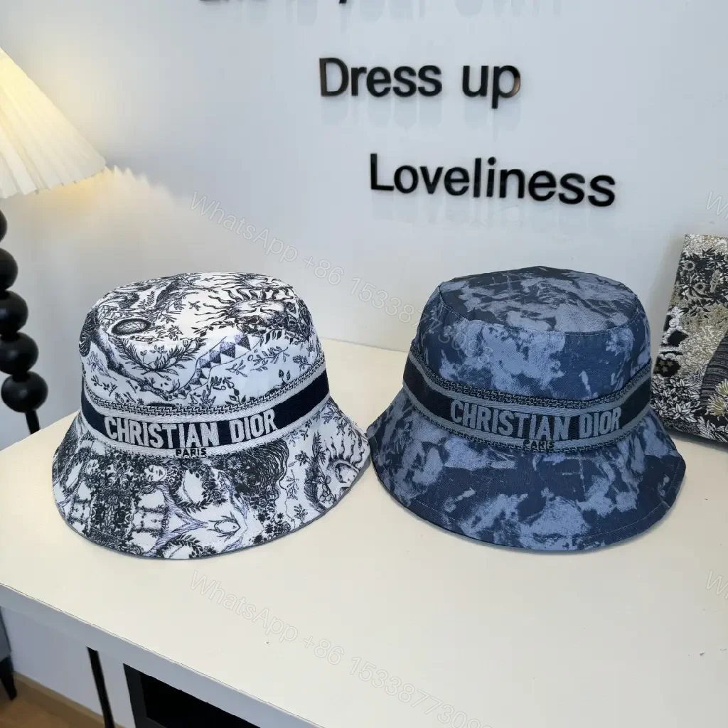 View 3 of Black & White Toile Hat - Bucket Style, Dior Band, All-Over Print