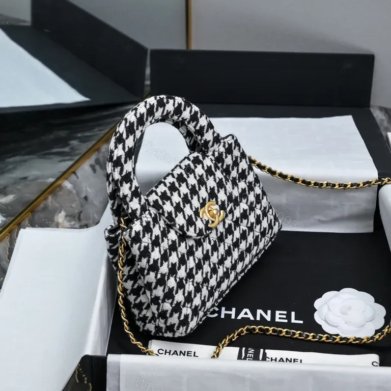 View 9 of Chanel-Inspired Houndstooth Mini Bag: Luxe Everyday Charm