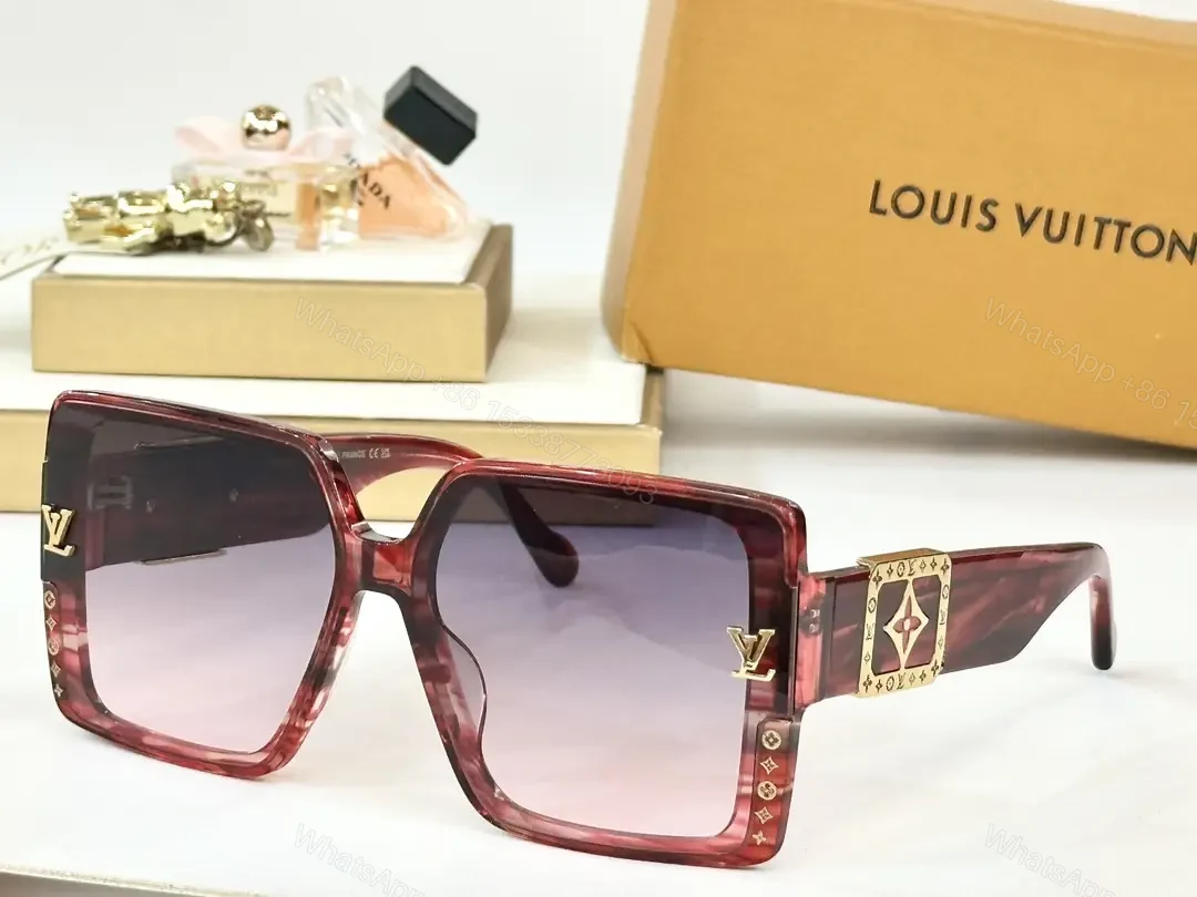 View 6 of Oversized Luxe Frame Sunglasses with LV Accents and Gold Plate