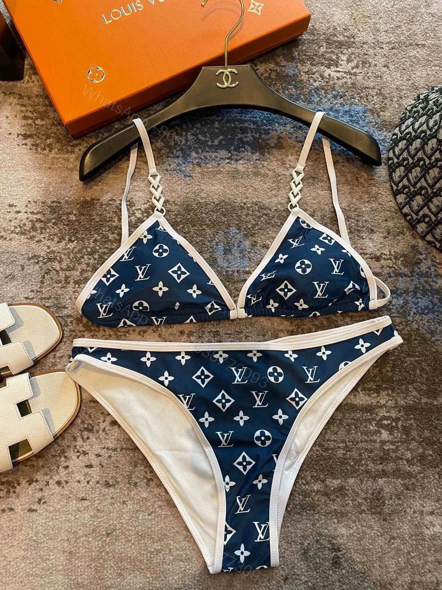 LV 精品仿製泳裝 藍色Monogram比基尼修身款 — view 1