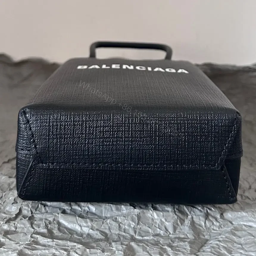 View 3 of 高仿Balenciaga迷你Tote包系列小牛皮黑色