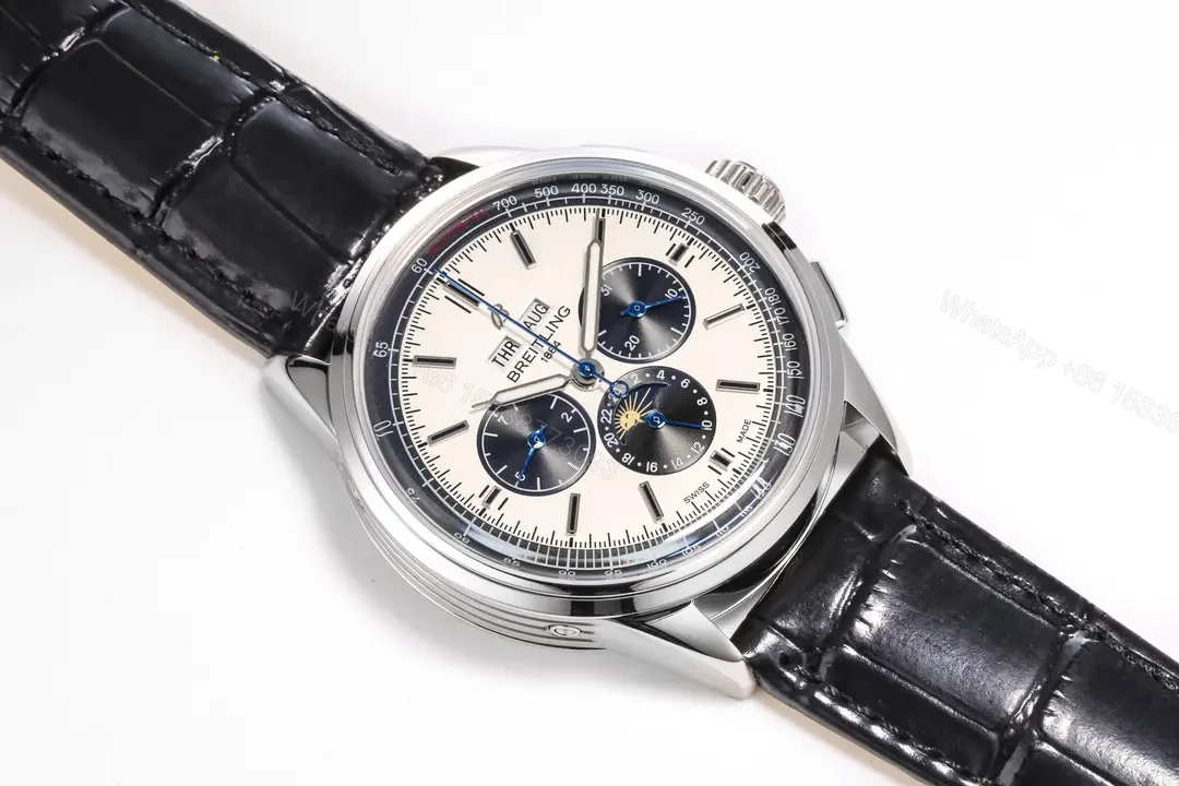 View 4 of JF Factory Breguet Classique Complications Blue Dial 42mm Stainless Steel Watch with Black Leather Strap
