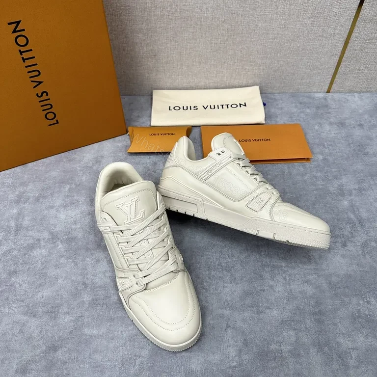 View 6 of Ivory Louis Vuitton-Style High-Top Sneakers: Luxe Everyday Comfort