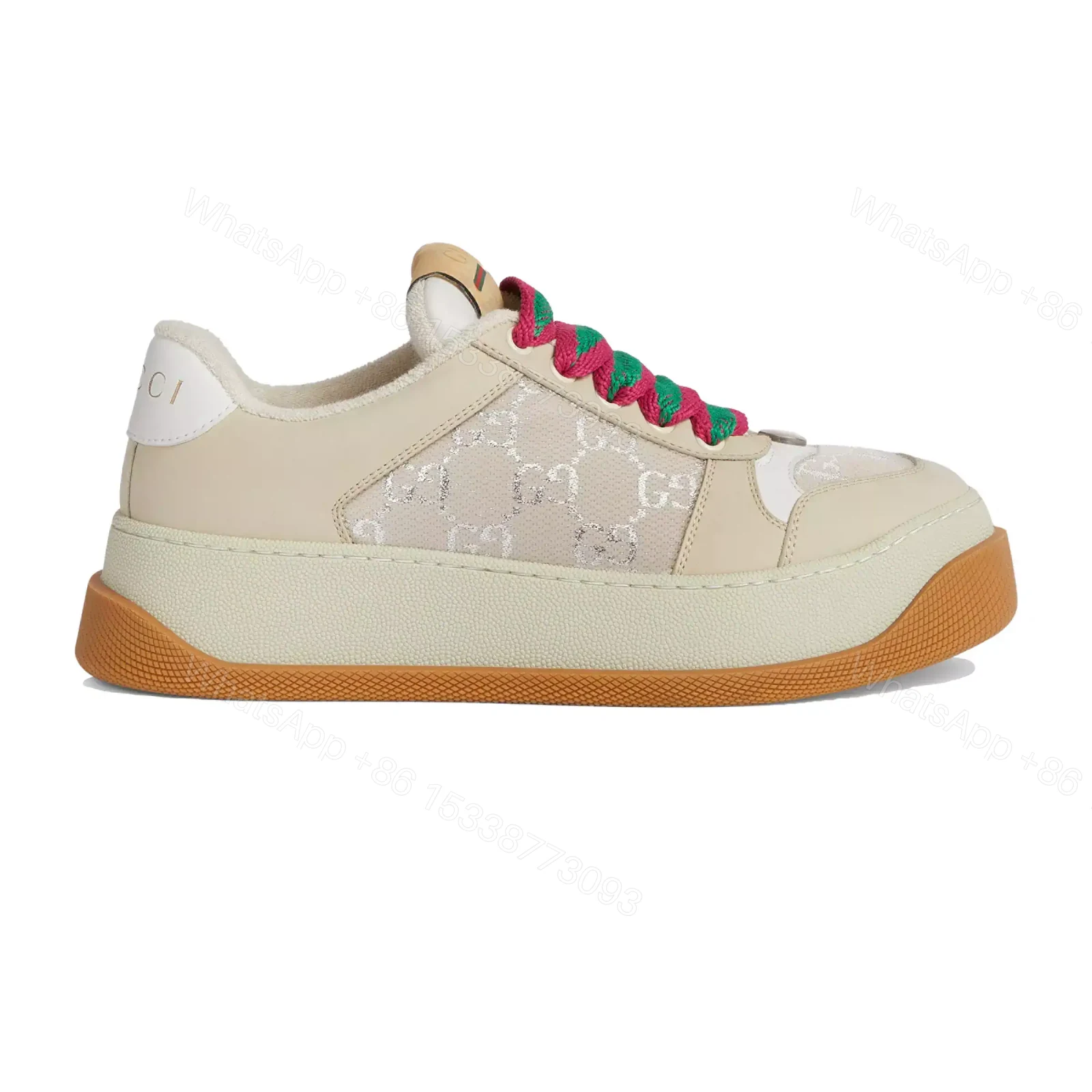 GUCCI SCREENER TRAINER SNEAKERS WHITE GG LAME CANVAS – GC173 — view 1