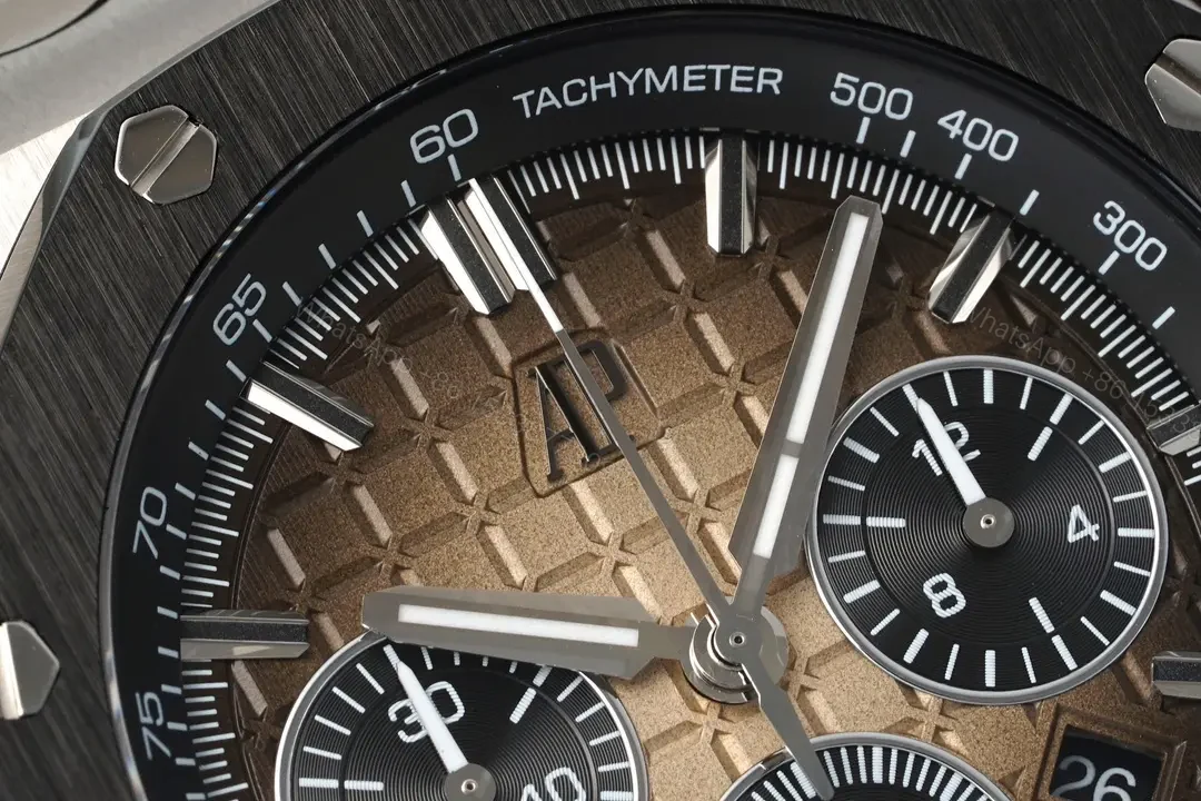 View 4 of 8F Factory Audemars Piguet Royal Oak Offshore 26420 Desert Yellow Smoked Dial Watch with Beige Strap