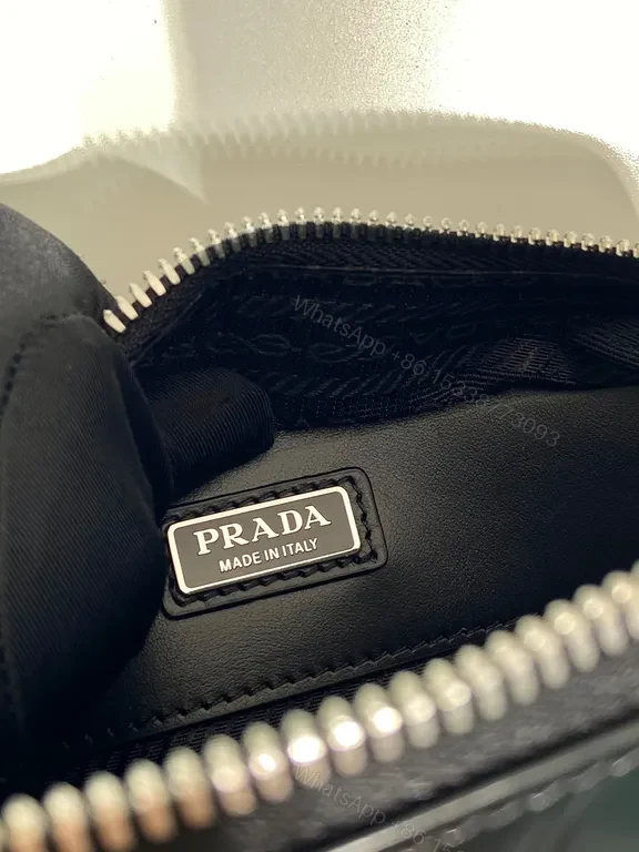 View 3 of Geometric Prada Crossbody: Black Calf Leather Luxury Bag