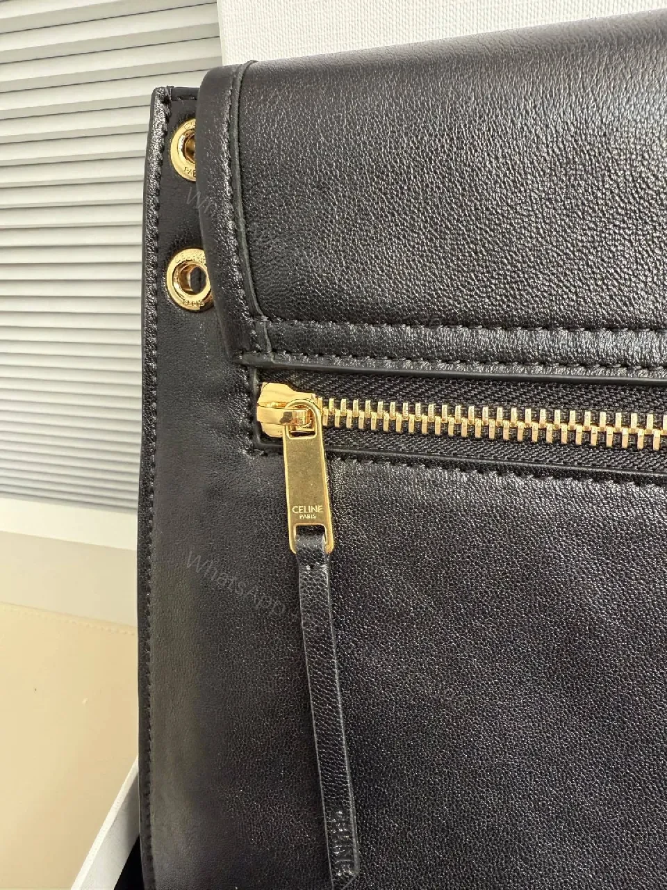 View 4 of Black Metallic Texture Shoulder Bag with Gold Accent