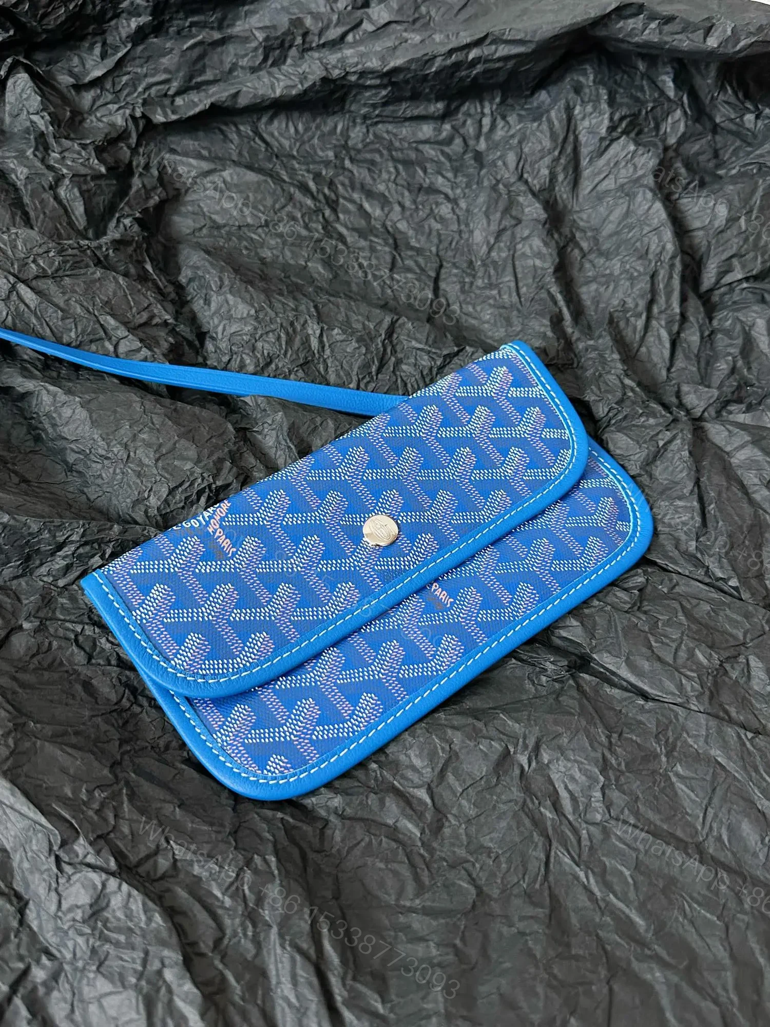 View 2 of Goyard Blue Goyardine Canvas & Chevroches Calfskin Saint Louis PM Tote