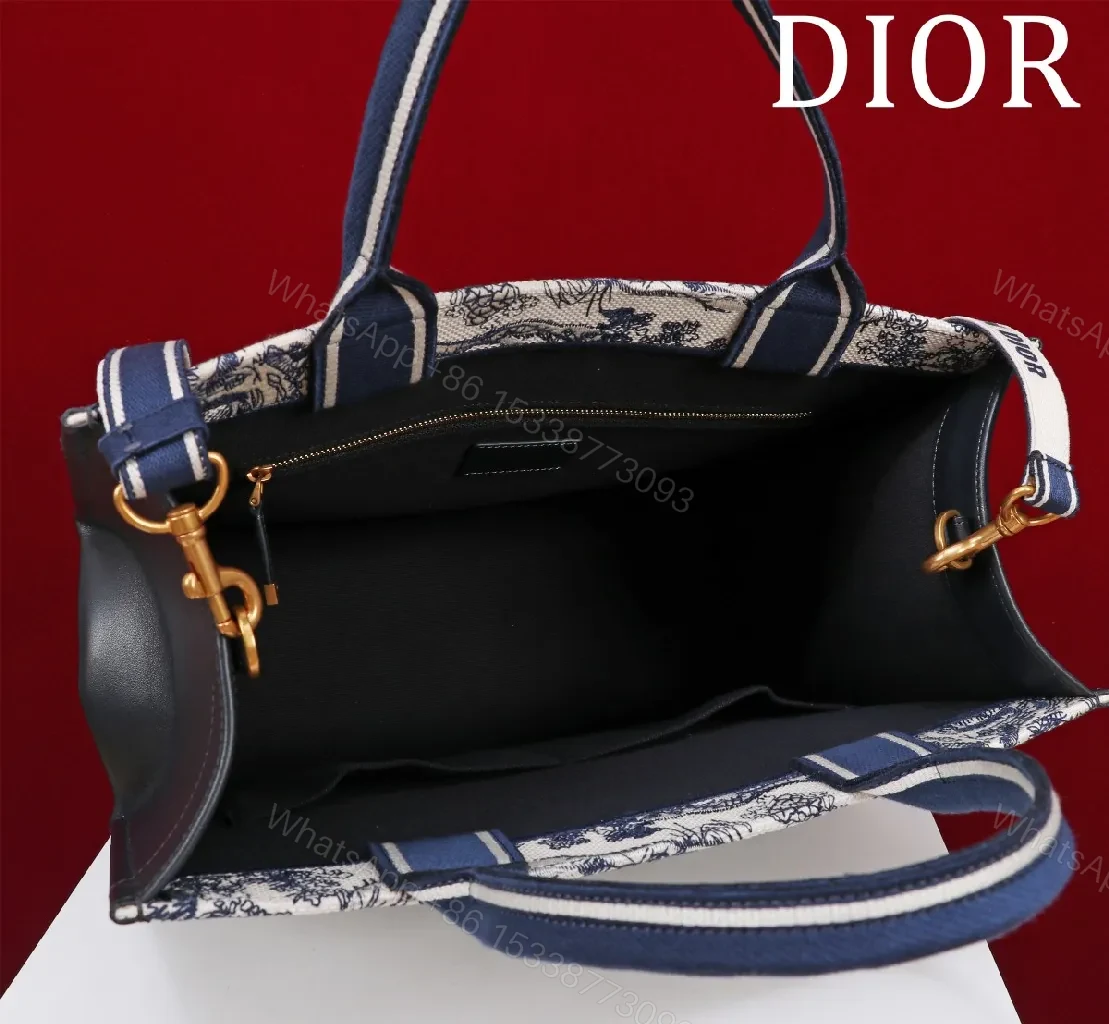 View 3 of Bold Navy Ivory Tapestry Tote: Signature Logo Carryall