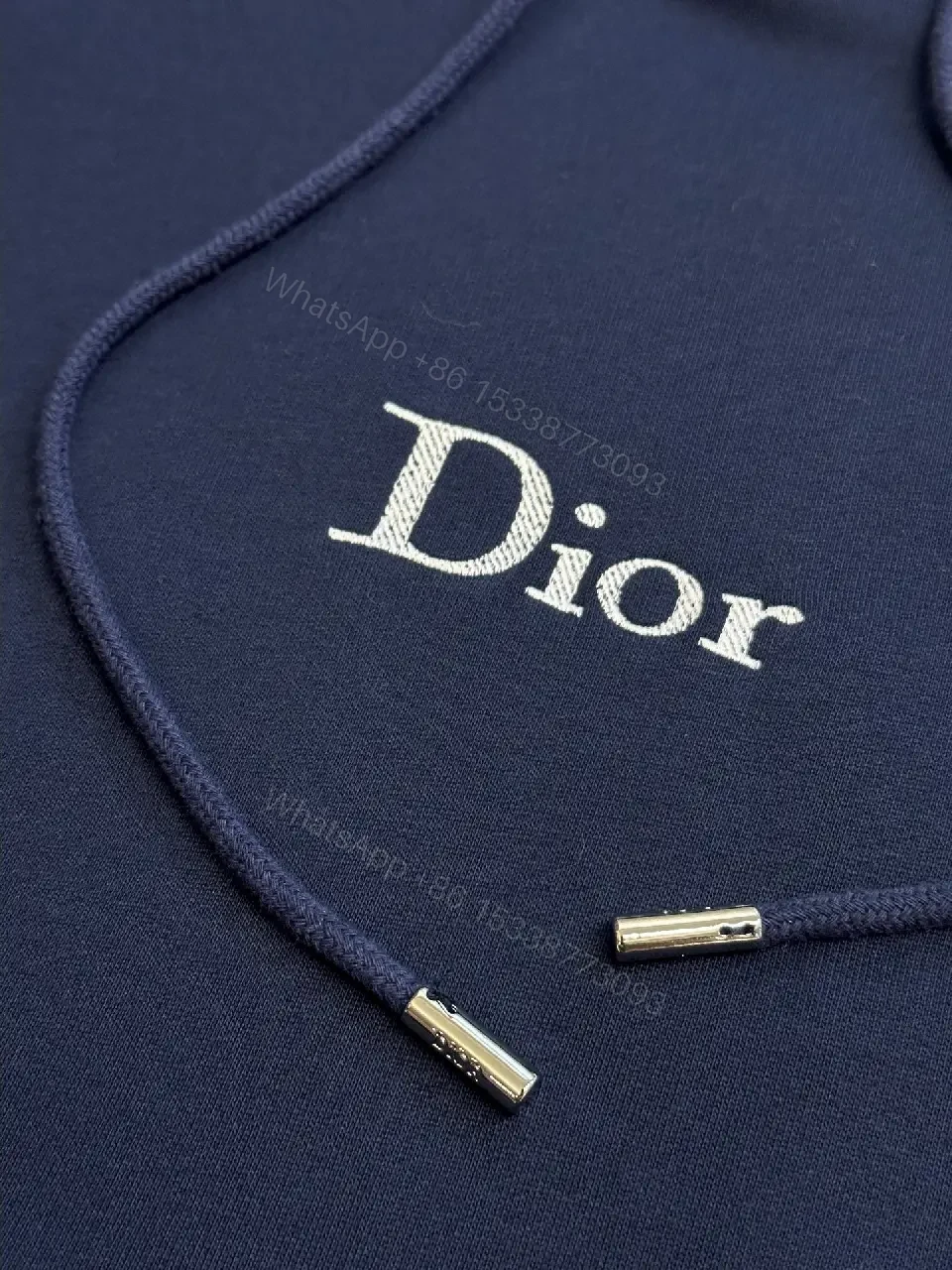 View 9 of Navy Luxe Hoodie: Premium Knit, Subtle Dior Branding