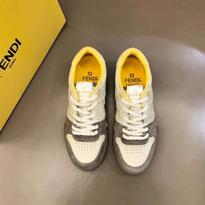 View 4 of Fendi Match Beige Suede Low-Top Sneakers – FD32
