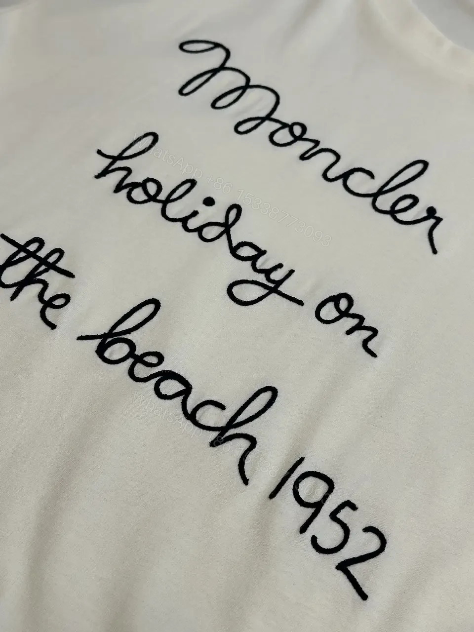 View 8 of White Cotton Relaxed T-shirt with Cursive Text Logo, Short Sleeves