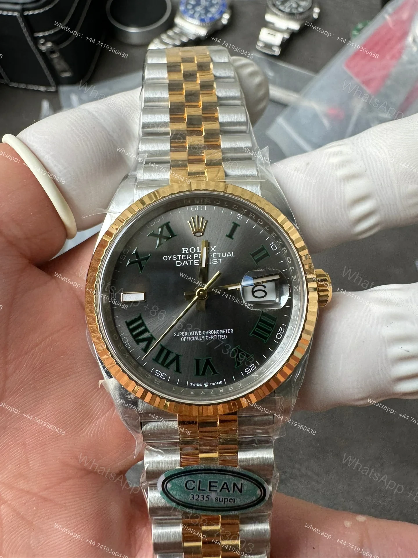 View 6 of Rolex Datejust M126233-0035 1:1 Replica Gray Roman Dial Jubilee 36MM 3235 Movement Super Clone Watch