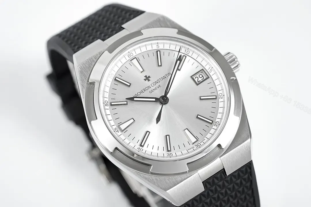 View 5 of Vacheron Constantin Overseas Silver Dial Black Rubber Strap Watch – 41mm Stainless Steel Case, Sapphire Crystal, 5100 Automatic Movement, 150m Water Resistance, Interchangeable Strap System