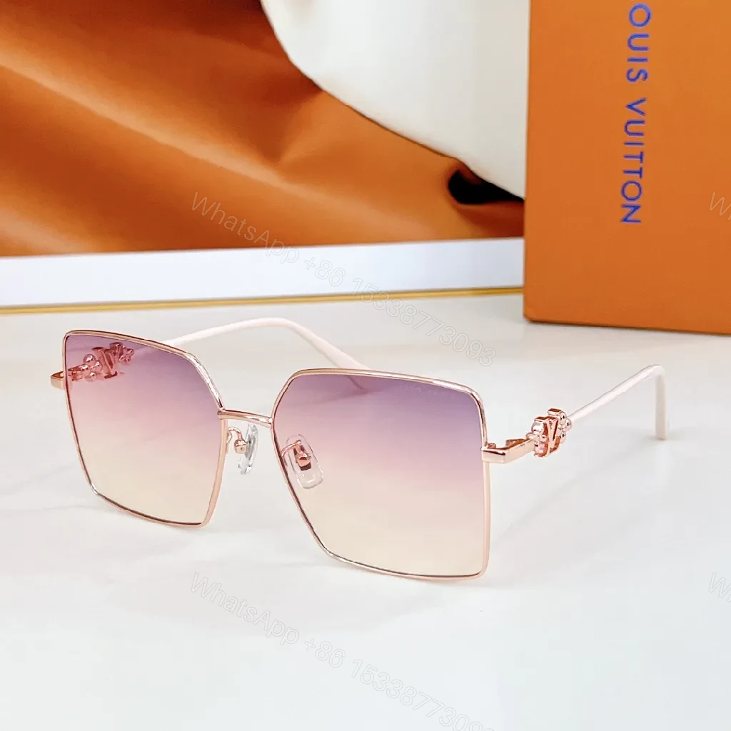 View 2 of Square-Frame Sunglasses Monogram Pattern Luxury Shades