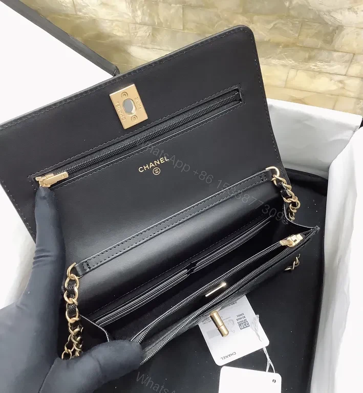 View 2 of Chanel-Inspired Quilted Small Flap Bag with Gold Chain