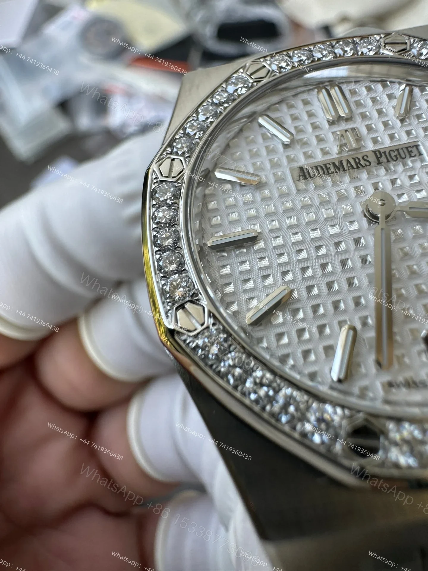 View 7 of Audemars Piguet Super Clone Royal Oak 67651ST Diamond-Set Bezel White Dial 33MM