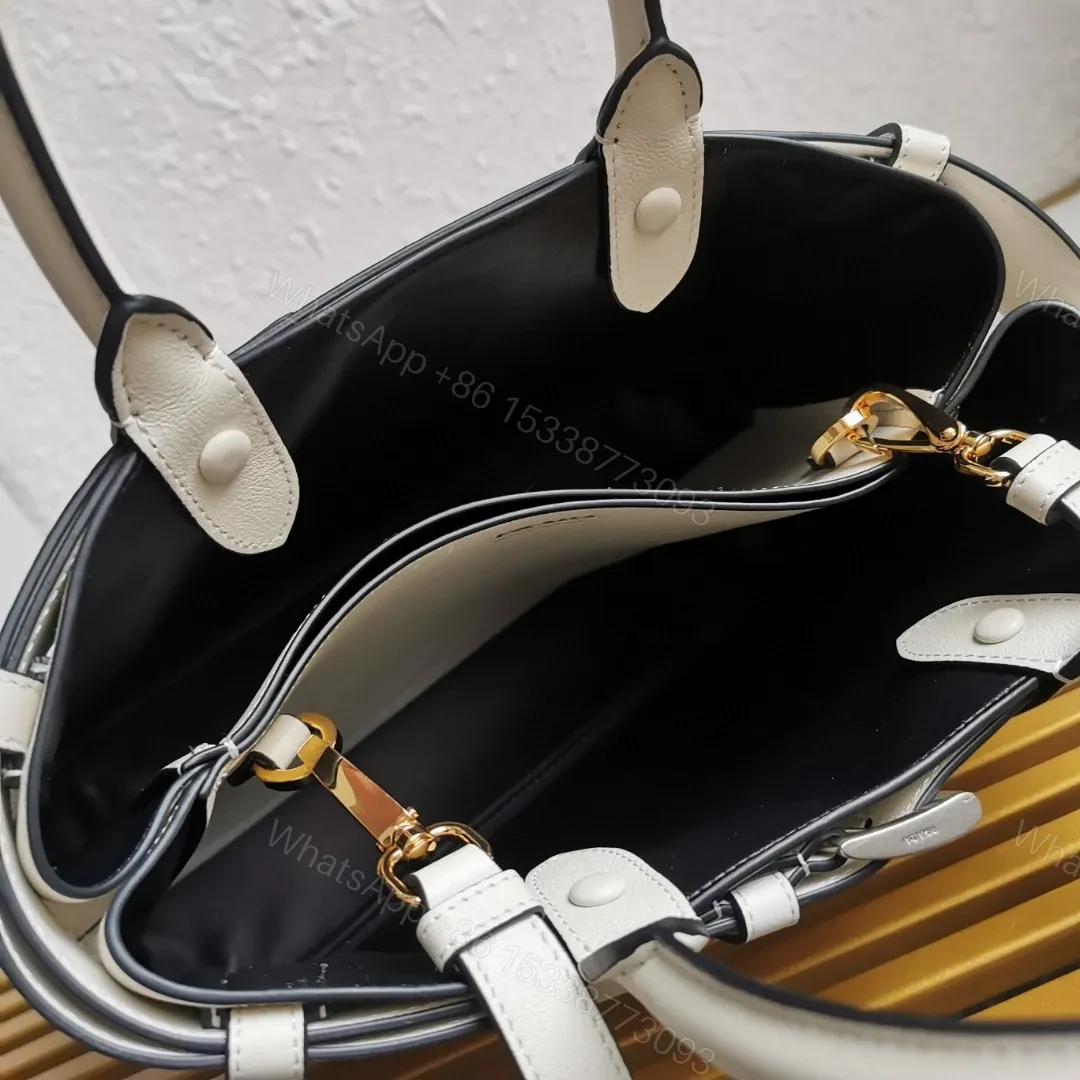 View 7 of Prada White/Black Prada Buckle small leather handbag with belt