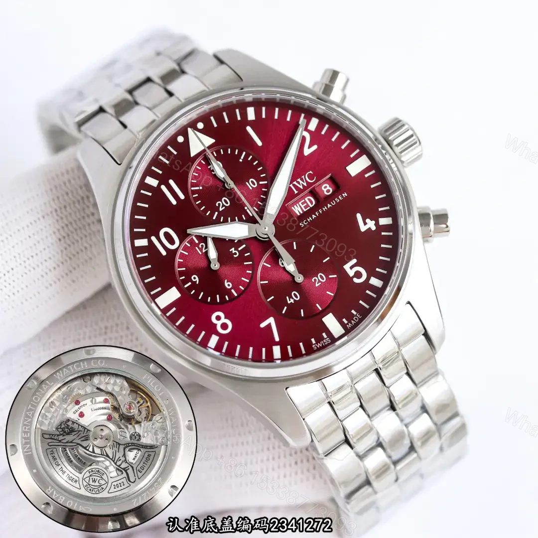 View 5 of IWC Pilot Chronograph N9 Rose Dial Stainless Steel Bracelet 43mm IW3777-ROSE