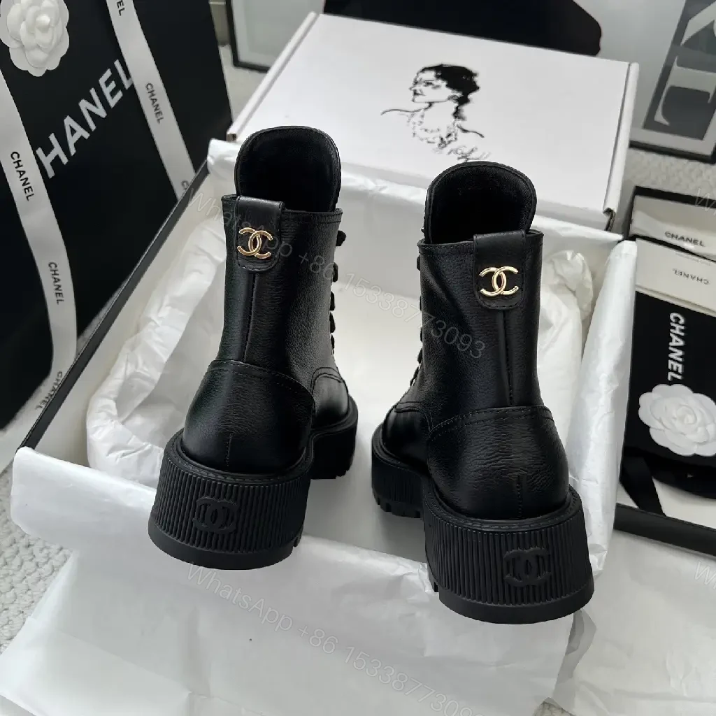 View 2 of Black Leather Combat Boot: Architectural, All-Season Comfort