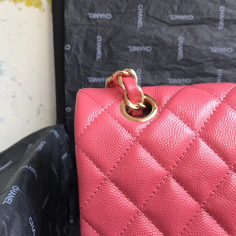 View 7 of Pink Quilted Luxury Messenger Bag with Gold Hardware