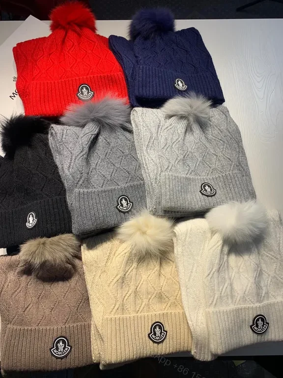 View 2 of Cozy Knit Setâ€”Moncler Patch, Gray, Luxury Warmth Scarf & Beanie