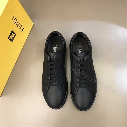 View 4 of FENDI BLACK NAPPA LEATHER LOW-TOP SNEAKERS – FD04