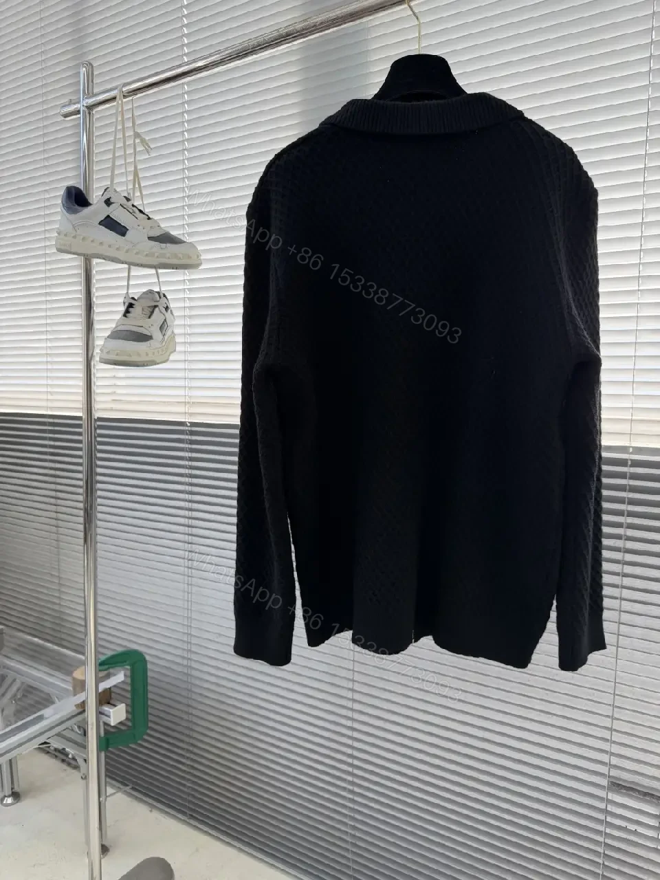 View 6 of Black Quilted Zip-Front Jacket with Subtle Logo, Standout Luxe Utility