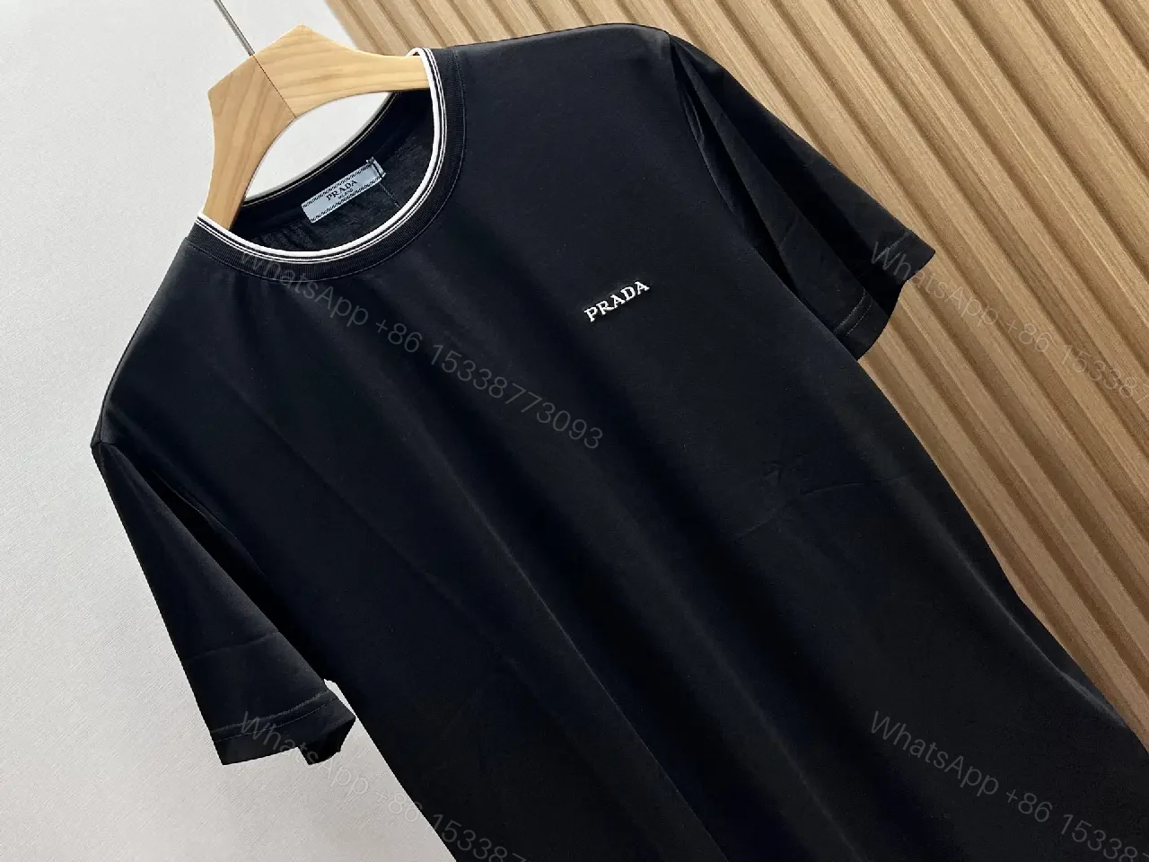 View 5 of Black Cotton T-Shirt Modern Minimalist Prada Tee