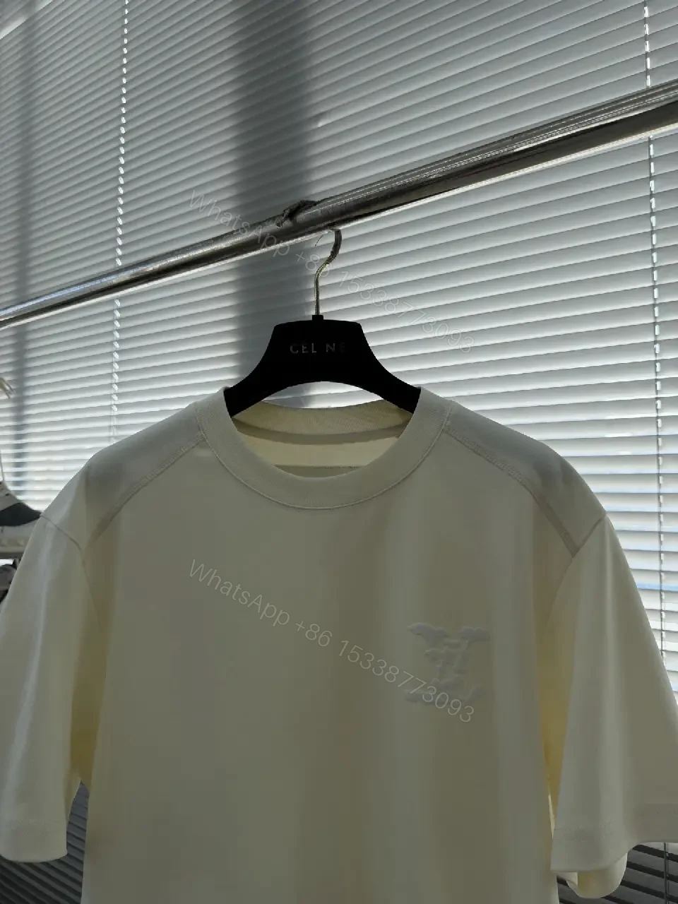 View 8 of Off-White Embroidered Crew Neck Tee: Minimalist Luxury
