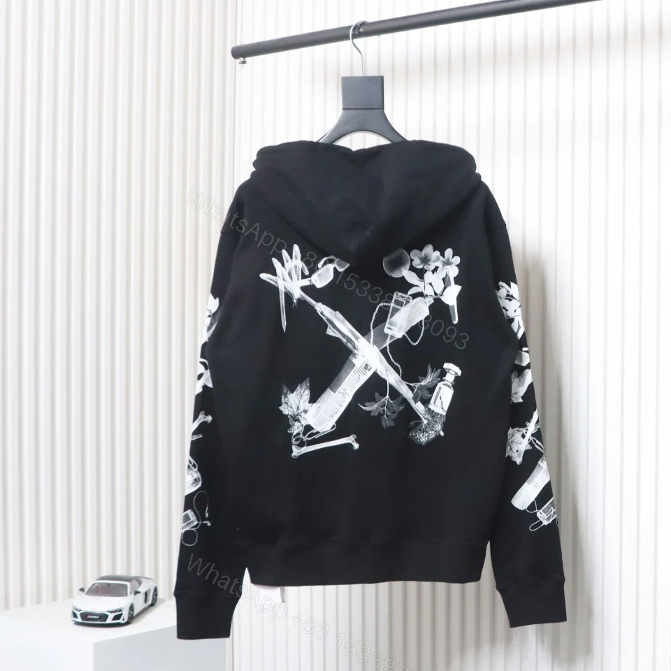 View 7 of Off-white Ink-splashed arrow twill oil painting graffiti hoodie