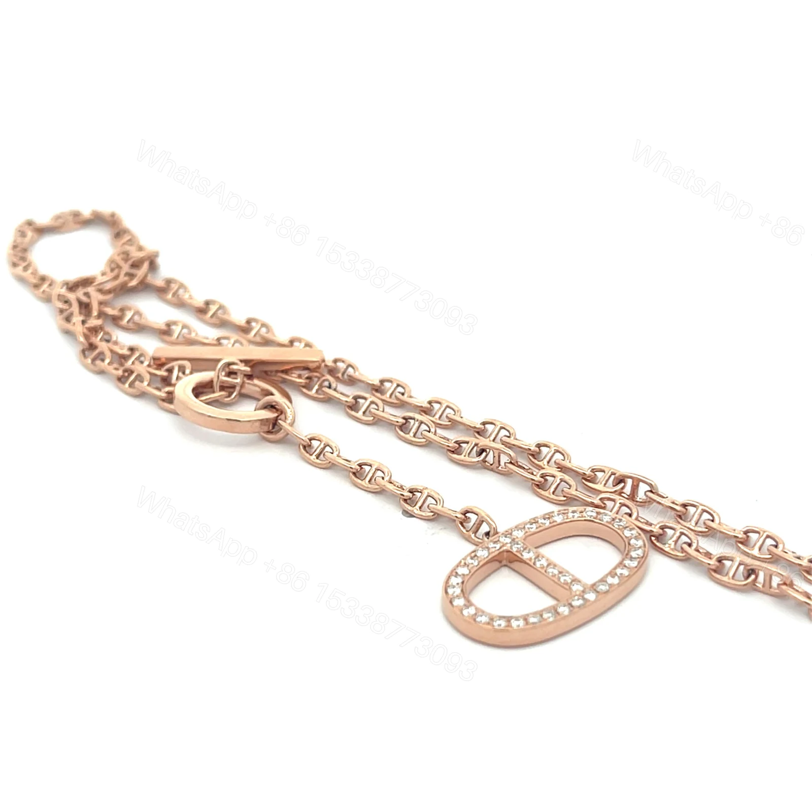 View 2 of Hermès Chaine D’ancre Contour Diamond Pendant, Large Model
