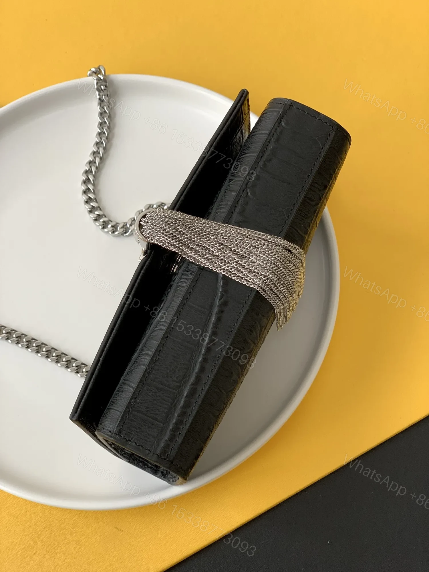 View 4 of Saint Laurent Black Leather Small Kate Tassel Crossbody Bag Sliver