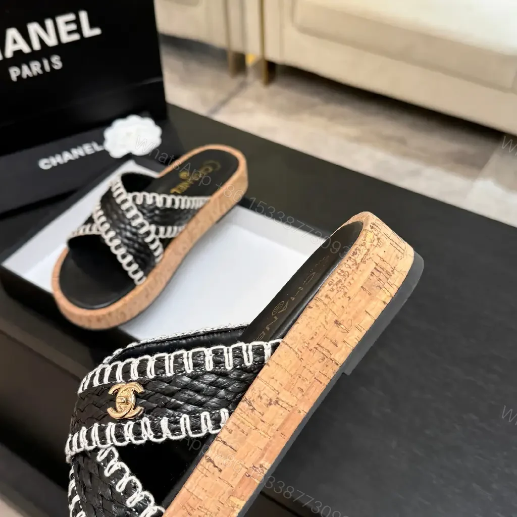 View 5 of Chic Cork-Sole Sandals with Signature Hardware