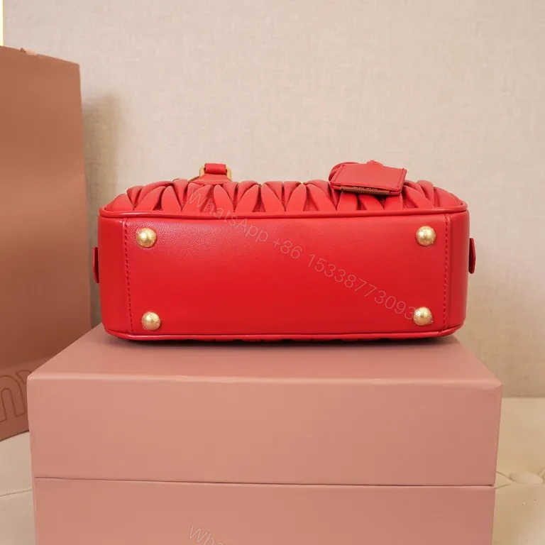 View 3 of Vivid Red Quilted Mini Satchel: Luxury Everyday Bag