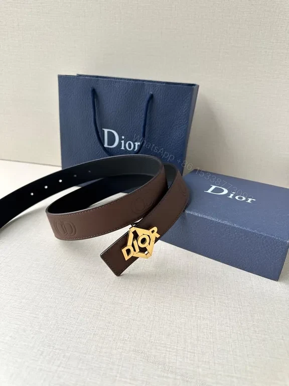 View 8 of Textured Leather Belt with Designer Buckle â€“ Classic Brown Belt