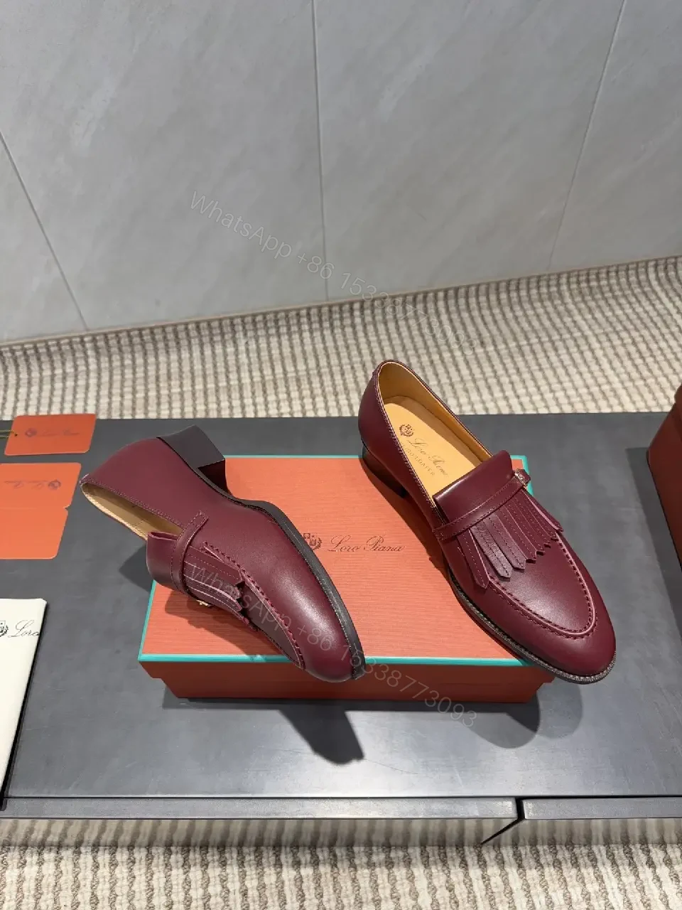 View 5 of Burgundy Leather Fringe Loafers: Modern Dress-Casual Luxury