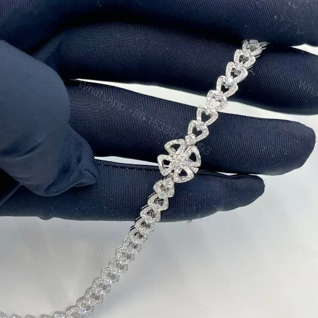 View 4 of 18kt White Gold Bvlgari Fiorever Pave Diamond Necklace Center Diamond 0.7ct